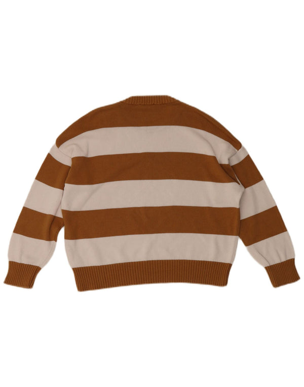 Γυναικείο πουλόβερ Benetton Crew Neck Jumper UK 10 Small Brown ριγέ