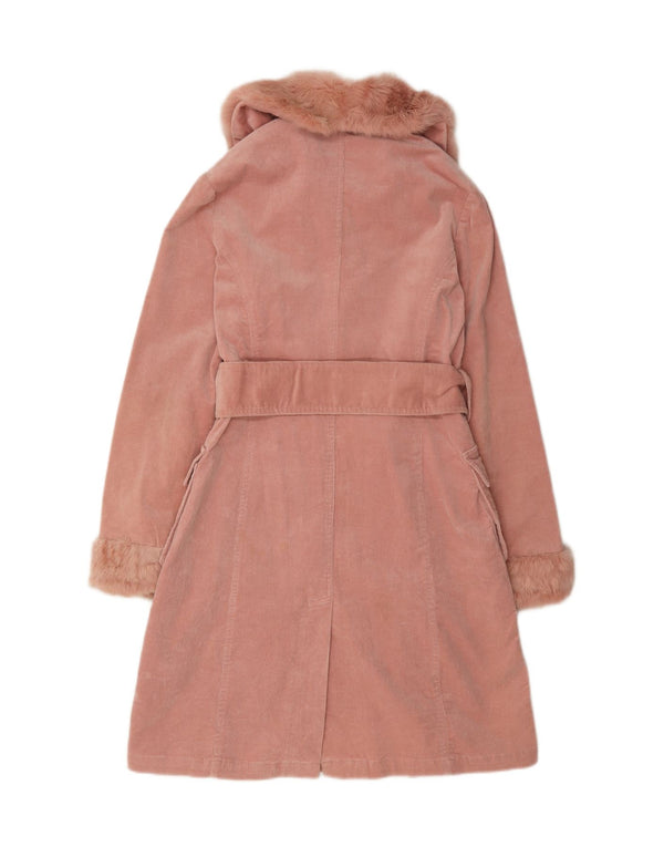 Vintage Γυναικείο Κοτλέ Παλτό UK 10 Small Pink Cotton