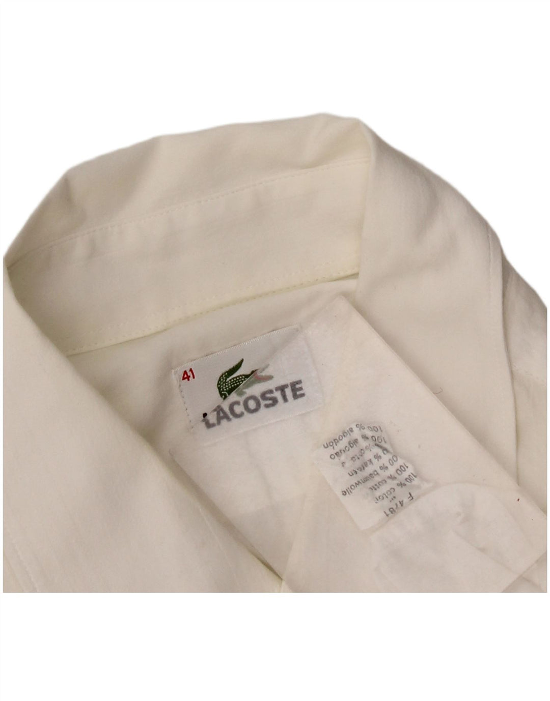 Ανδρικό κοντομάνικο πουκάμισο Lacoste Μέγεθος 41 Μεγάλο λευκό βαμβακερό