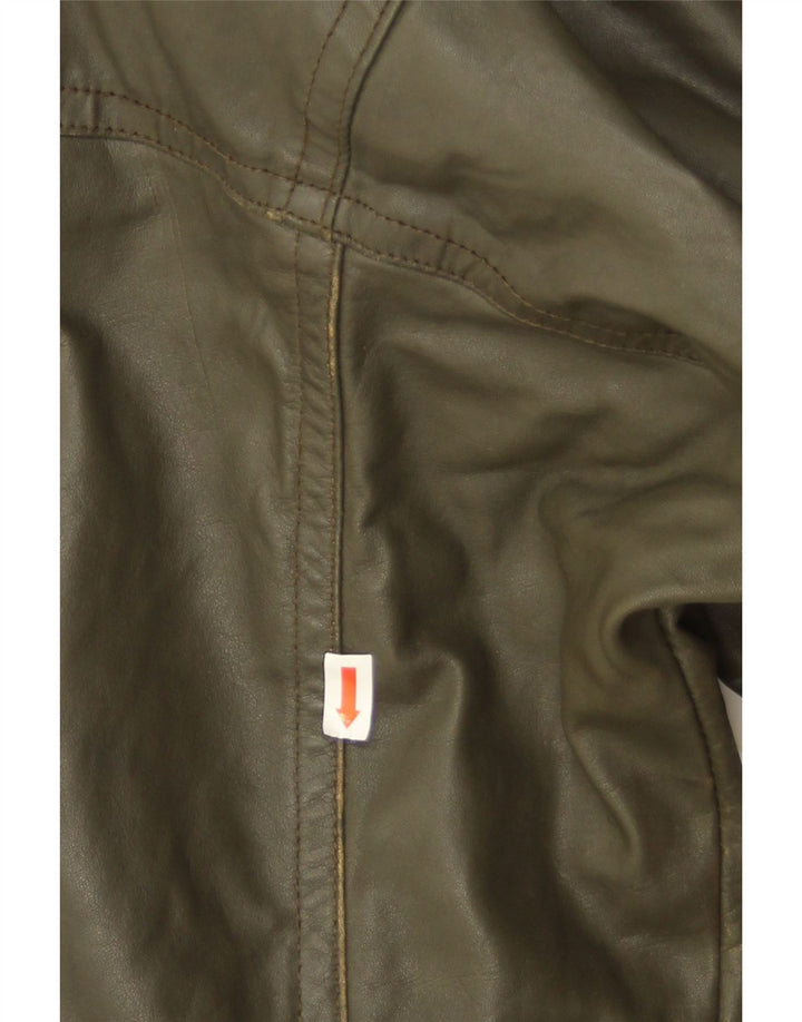 Vintage Ανδρικό Δερμάτινο Μπουφάν IT 50 Large Khaki Leather