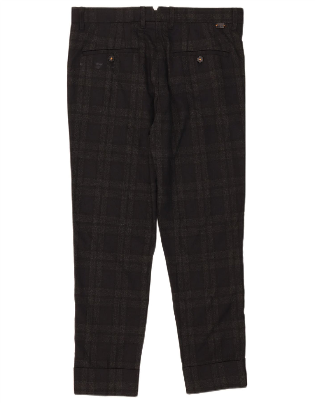 Zara Ανδρικό Slim Cropped Παντελόνι EU 38 Small W30 L25 Grey Check Polyester