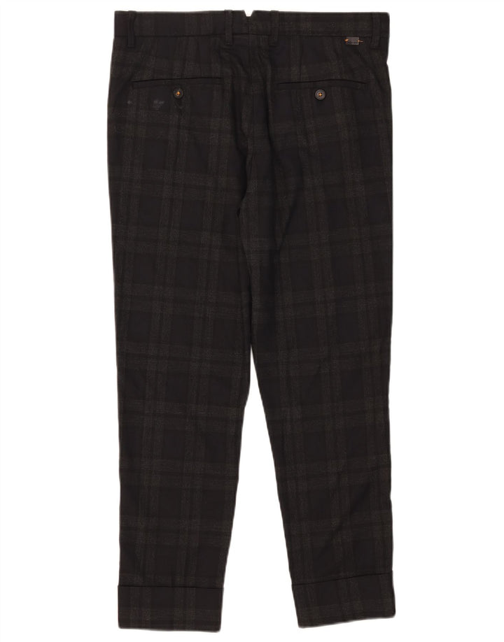 Zara Ανδρικό Slim Cropped Παντελόνι EU 38 Small W30 L25 Grey Check Polyester