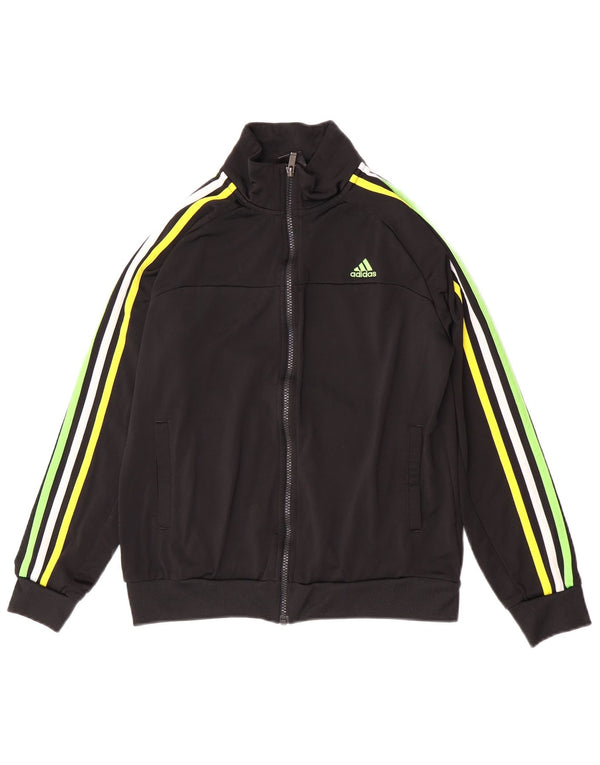 Adidas Boys Climalite Tracksuit Top Jacket 13-14 Years Black Polyester