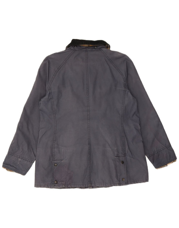 BARBOUR Γυναικείο κερωμένο βαμβακερό μπουφάν UK 12 Medium Navy Blue Cotton