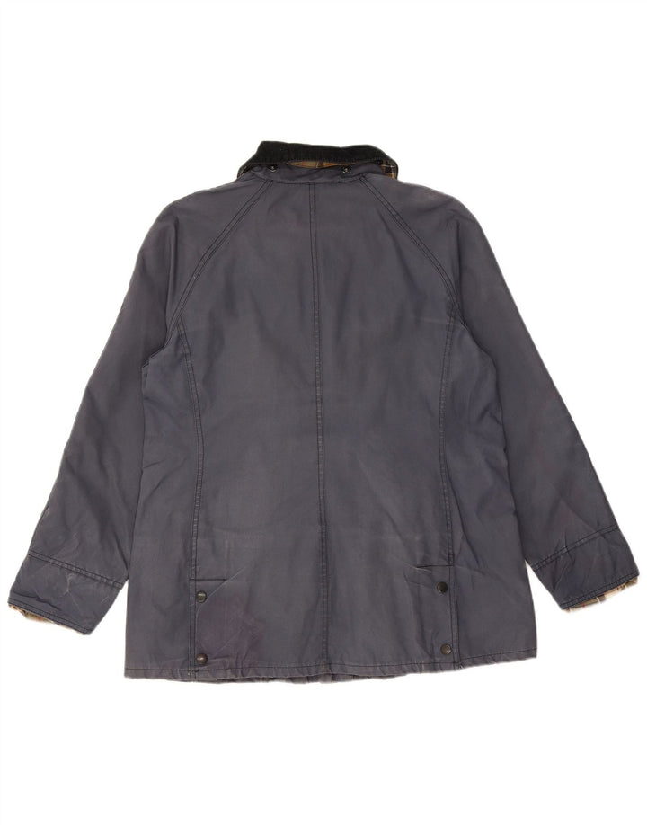 BARBOUR Γυναικείο κερωμένο βαμβακερό μπουφάν UK 12 Medium Navy Blue Cotton