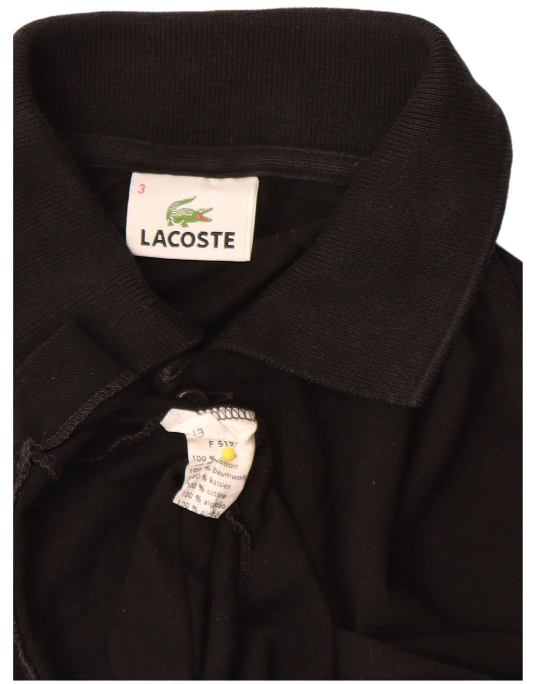 Ανδρικό μπλουζάκι πόλο Lacoste, μέγεθος 3, μικρό μαύρο βαμβακερό