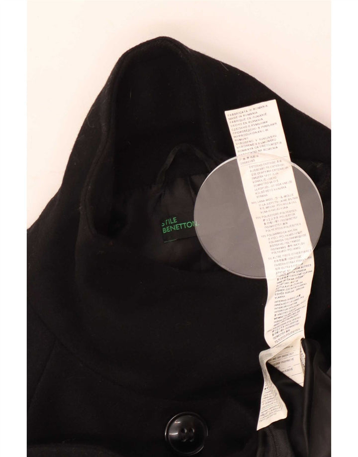 Benetton Γυναικείο Παλτό Μπιζέλι IT 46 Μαύρο Μαλλί μεγάλο