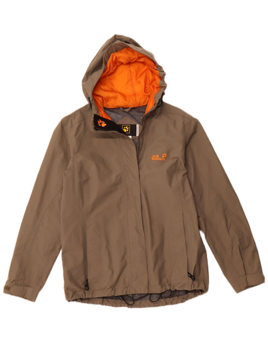 JACK WOLFSKIN Γυναικείο μπουφάν βροχής με κουκούλα UK 14/16 Μεγάλο μπεζ πολυαμίδιο