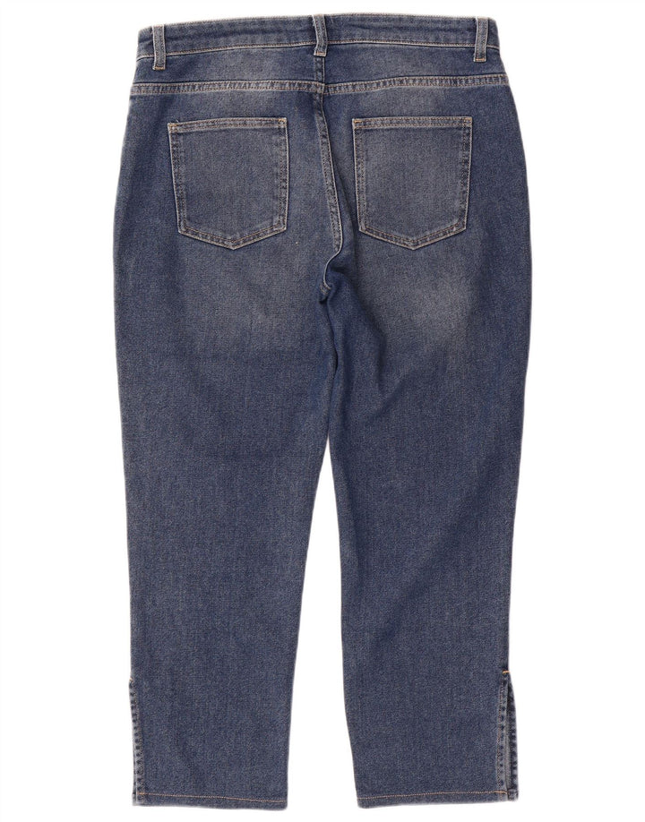 ΓΑΛΛΙΚΗ ΣΥΝΔΕΣΗ Γυναικεία Cropped Jeans UK 14 Large W34 L25 Blue Cotton