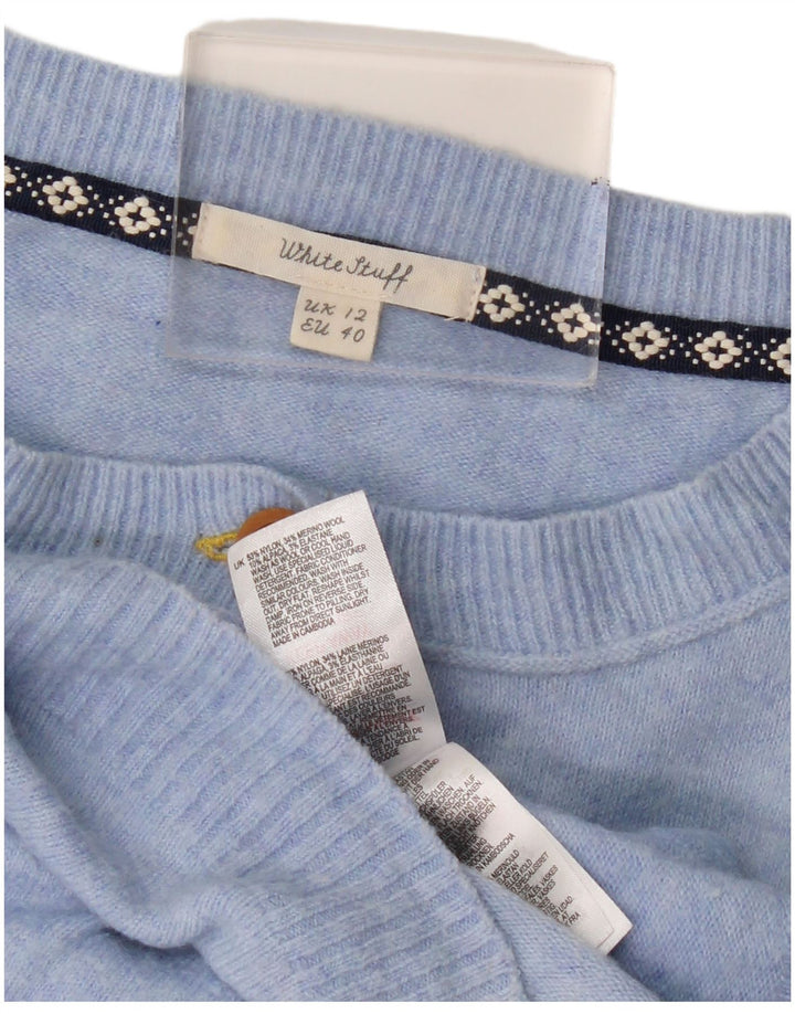 WHITE STUFF Γυναικεία ζακέτα πουλόβερ UK 12 Medium Blue Nylon