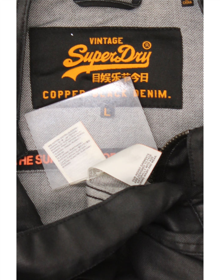 Ανδρικό τζιν μπουφάν SUPERDRY UK 40 μεγάλο μαύρο βαμβακερό