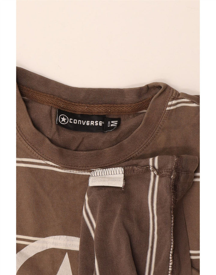 Ανδρικό γραφικό T-Shirt Converse Top Βαμβακερό μεσαίο καφέ ριγέ