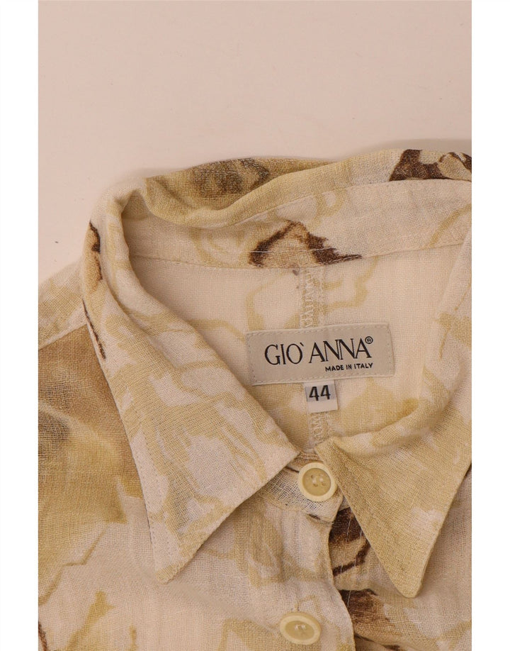 Gio Anna Γυναικείο πουκάμισο See Through κοντομάνικο IT 44 Medium Beige Floral
