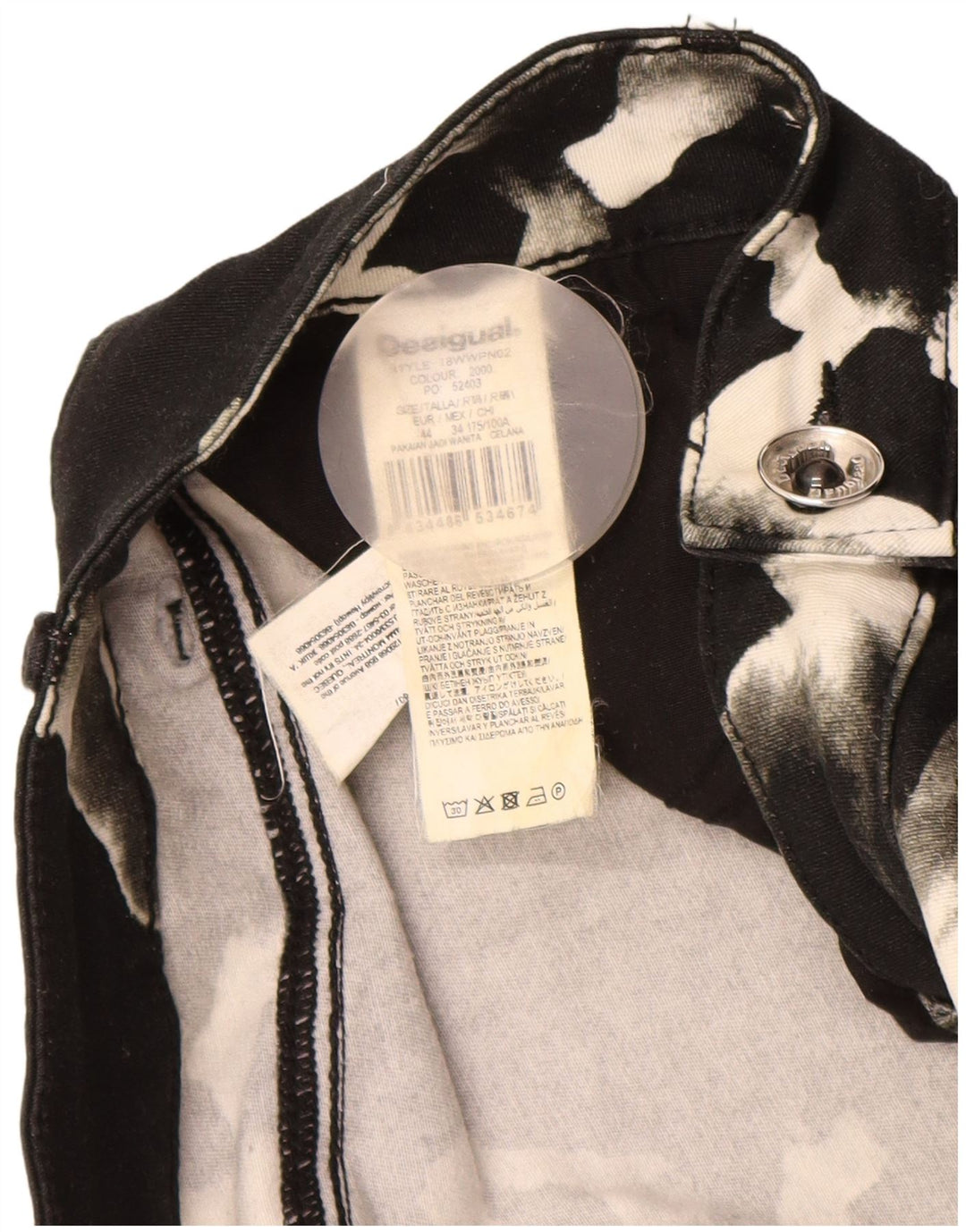 DESIGUAL Γυναικείο Skinny Casual Παντελόνι EU 44 XL W34 L31 Μαύρο Animal Print