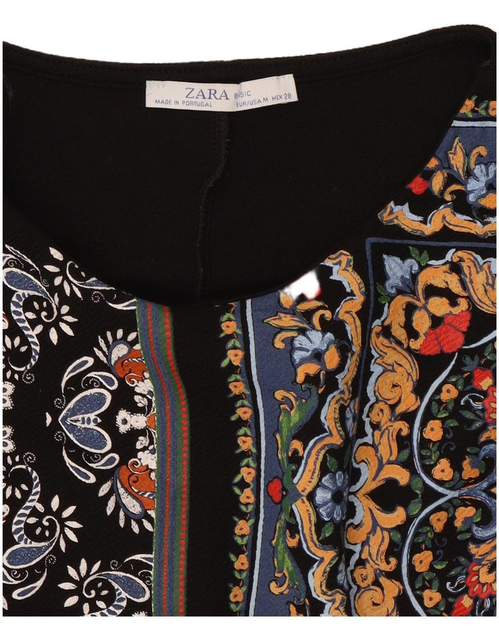 Zara Γυναικείο φόρεμα Kaftan 3/4 μανίκι UK 12 Medium Black Patchwork
