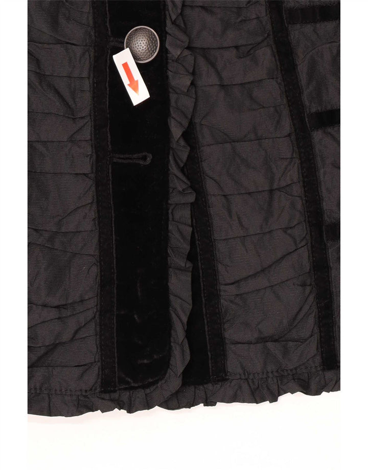 Vintage γυναικείο σακάκι με 4 κουμπιά σακάκι UK 14 Medium Black Colourblock