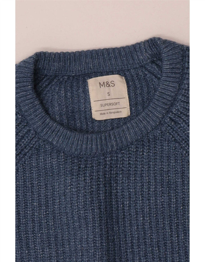 Ανδρικό πουλόβερ Marks & Spencer Crew Neck Jumper Small Blue Fair Isle