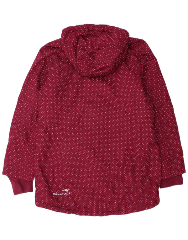 Kangaroos Womens Hooded Windbreaker Coat UK 18 XL Maroon Spotted Polyester