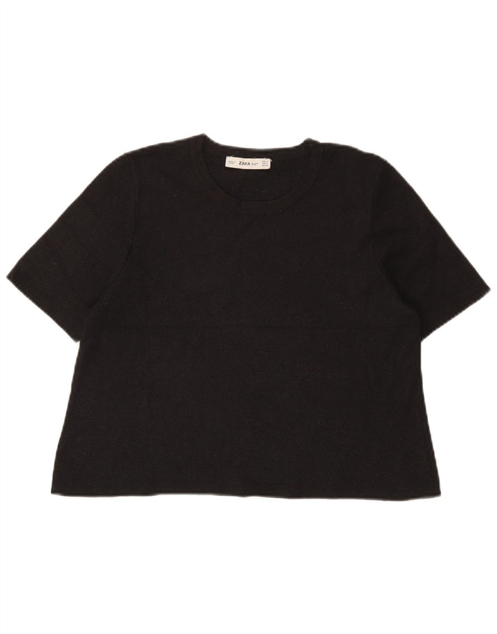 Zara Γυναικείο T-Shirt Top UK 12 Medium Black