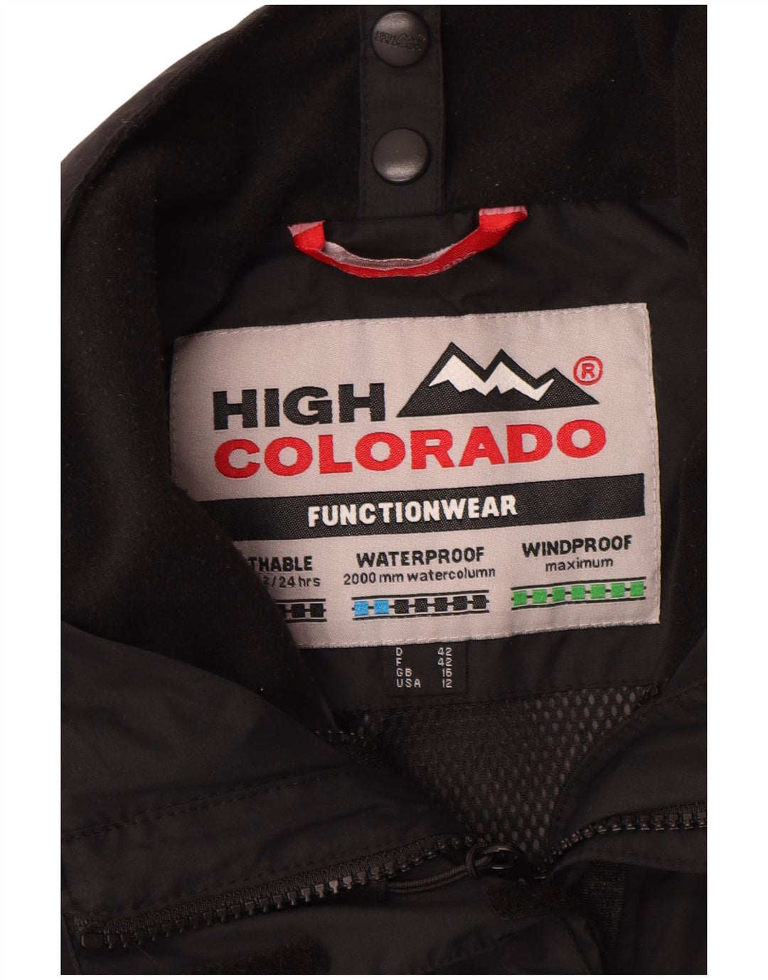 High COLORADO Γυναικείο μπουφάν βροχής UK 16 Large Black Polyamide