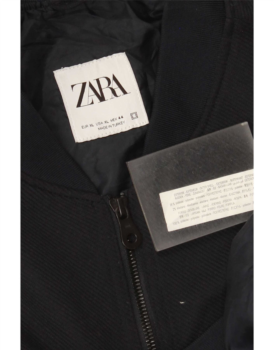 Zara Ανδρικό Bomber Jacket UK 42 XL Navy Blue Polyester