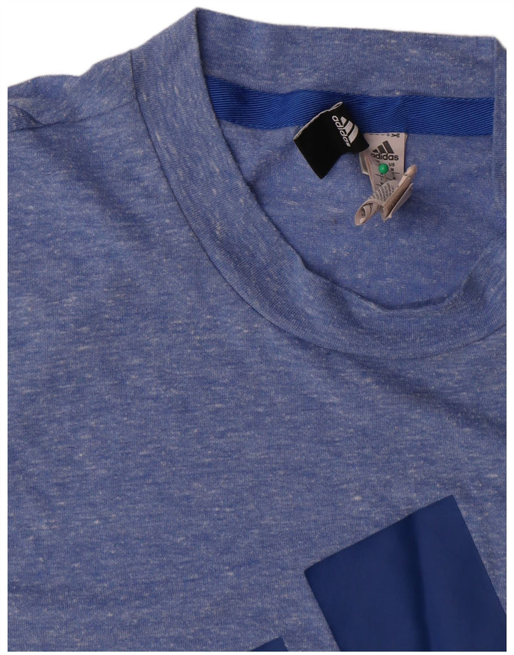 Ανδρικό γραφικό T-Shirt Adidas Top Medium Blue Flecked Polyester