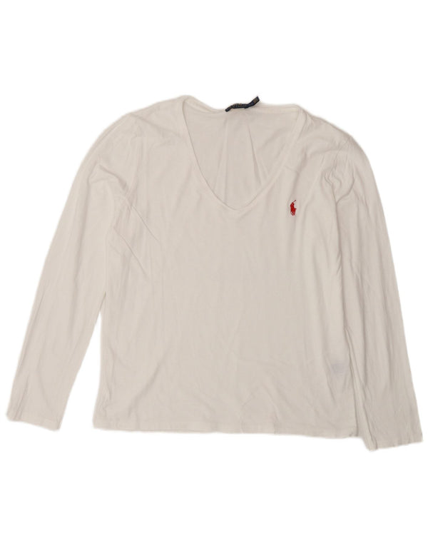 Polo Ralph Lauren Γυναικείο μακρυμάνικο UK 14 μεγάλο λευκό βαμβακερό