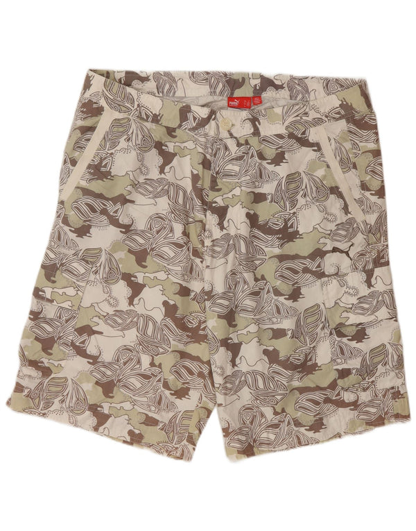 Puma Mens Abstract Pattern Cargo Shorts Large W36 Beige Camouflage Modern