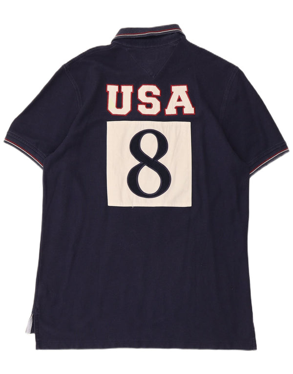 Tommy Hilfiger Ανδρικό πουκάμισο κουπέ Ajustee Custom Fit Polo Large Navy Blue