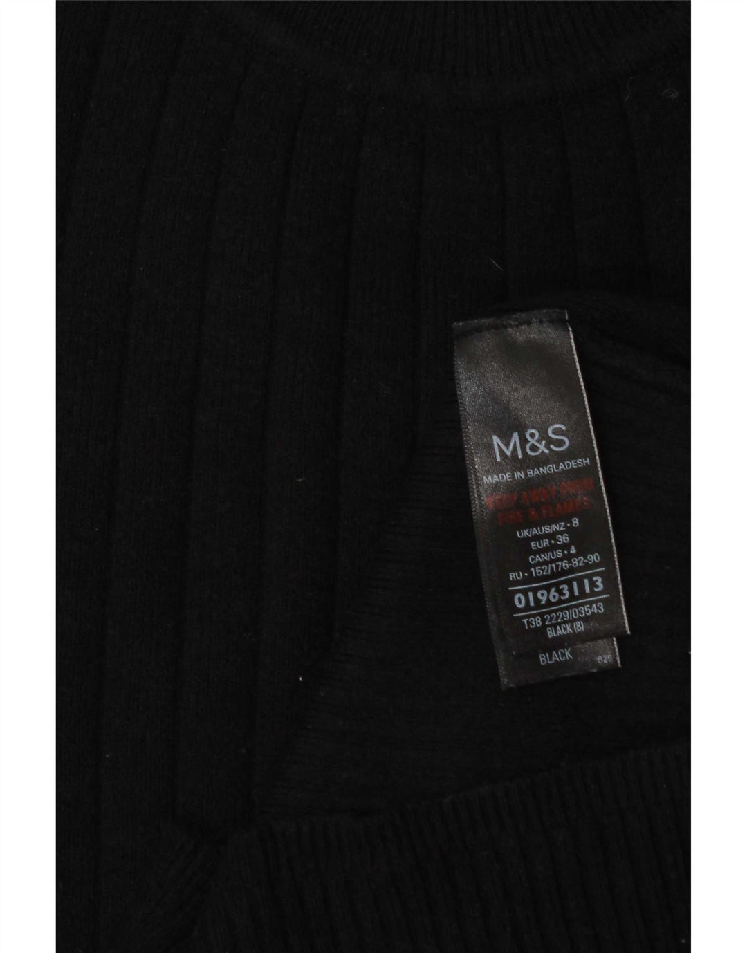 Marks & Spencer Γυναικείο πουλόβερ με λαιμόκοψη UK 8 Small μαύρο