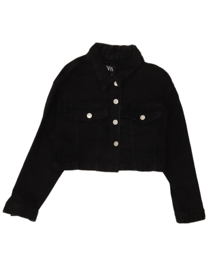Zara Γυναικείο Crop Oversized Τζιν μπουφάν UK 14 Medium Black