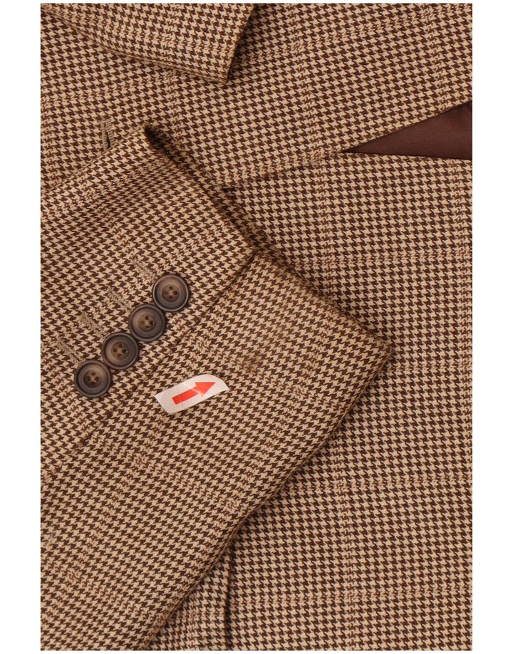 Aquascutum Ανδρικό σακάκι σακάκι με 2 κουμπιά UK 42 XL Καφέ μαλλί Houndstooth