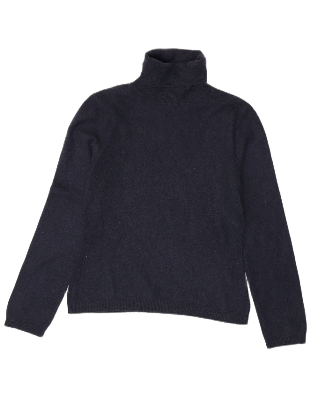 Benetton γυναικείο πουλόβερ με ρολό λαιμόκοψη UK 10 Small Navy Blue Cashmere