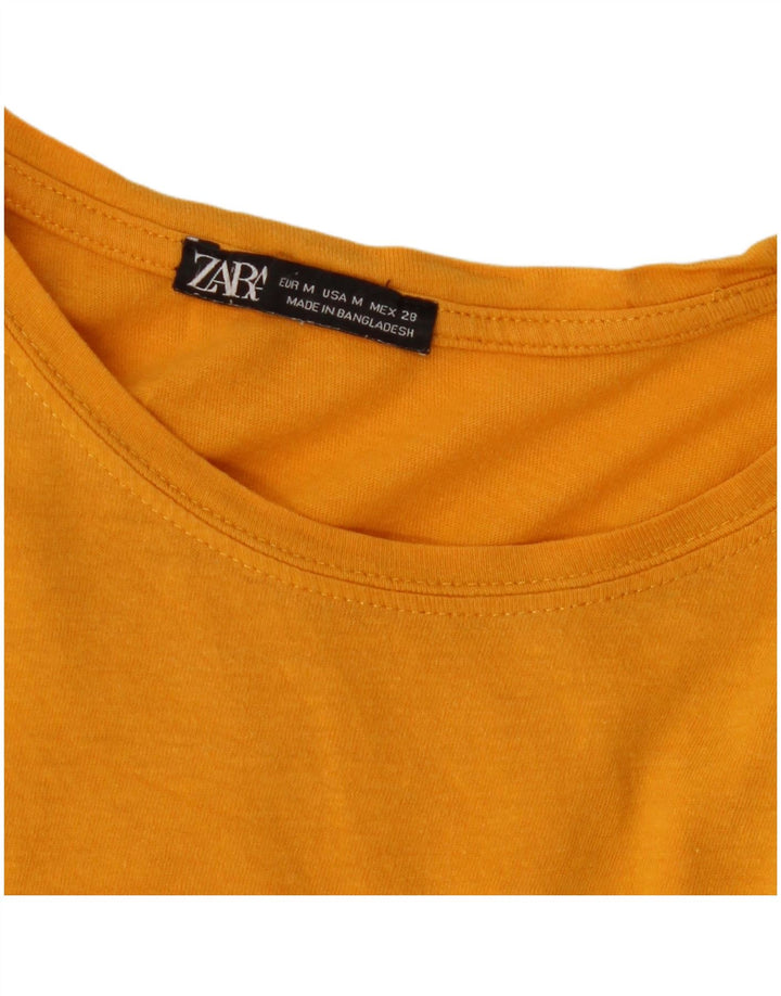 Zara Γυναικείο T-Shirt Top UK 14 Medium Yellow