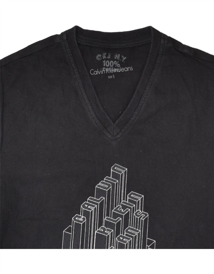 CALVIN KLEIN Mens Graphic T-Shirt Top Small Black Cotton | Vintage Calvin Klein | Thrift | Second-Hand Calvin Klein | Used Clothing | Messina Hembry 