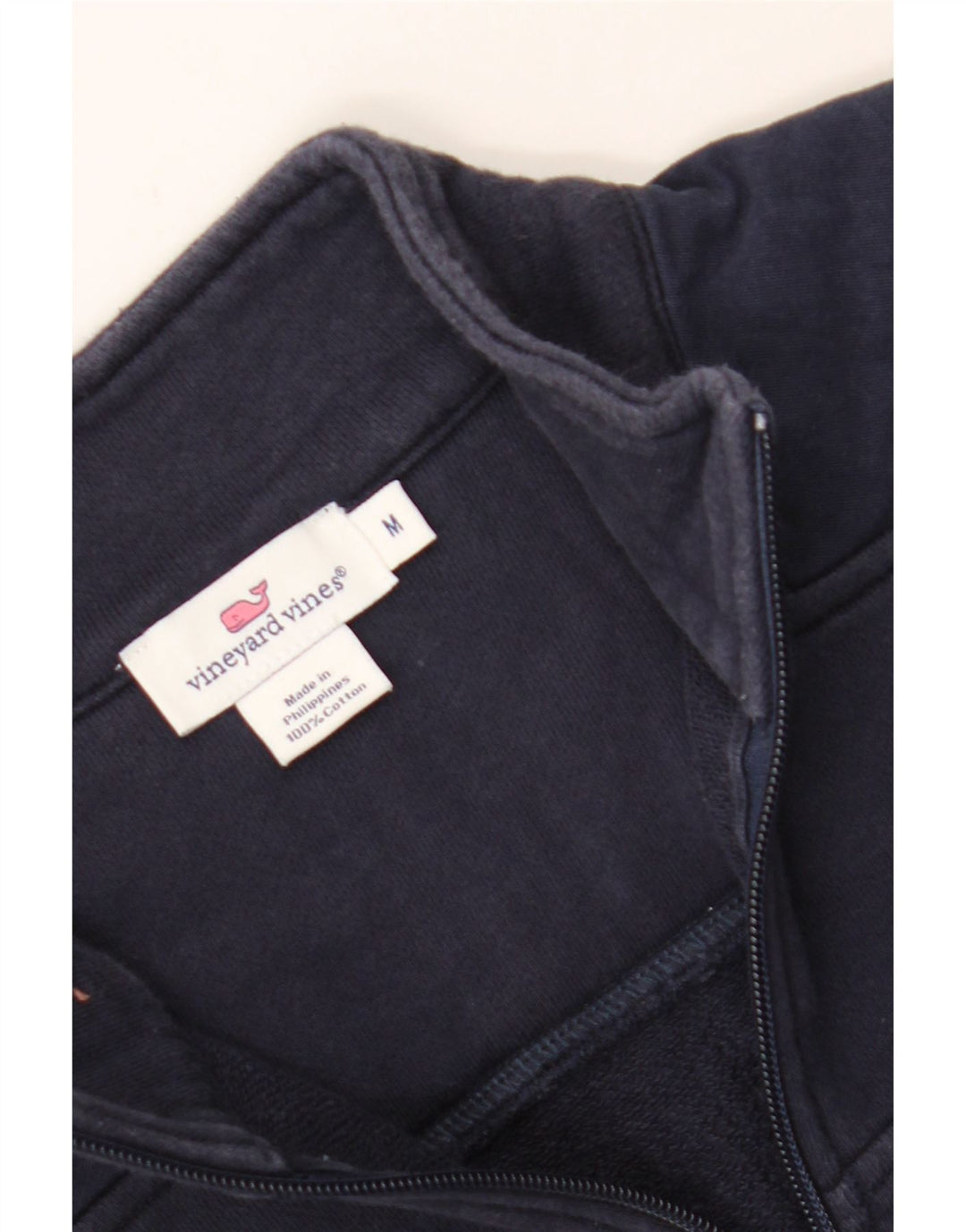 VINEYARD VINES Womens Zip Neck Sweatshirt Jumper UK 12 Medium Navy Blue Vintage Vineyard Vines and Second-Hand Vineyard Vines from Messina Hembry 