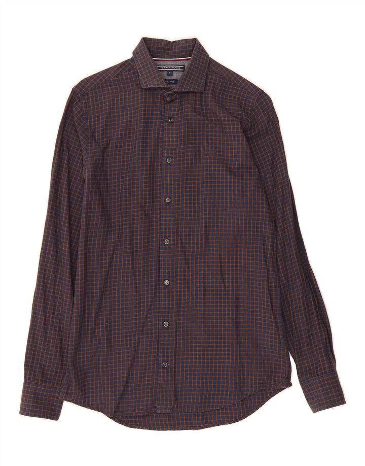 TOMMY HILFIGER Mens Flannel Shirt Small Navy Blue Check Cotton Vintage Tommy Hilfiger and Second-Hand Tommy Hilfiger from Messina Hembry 