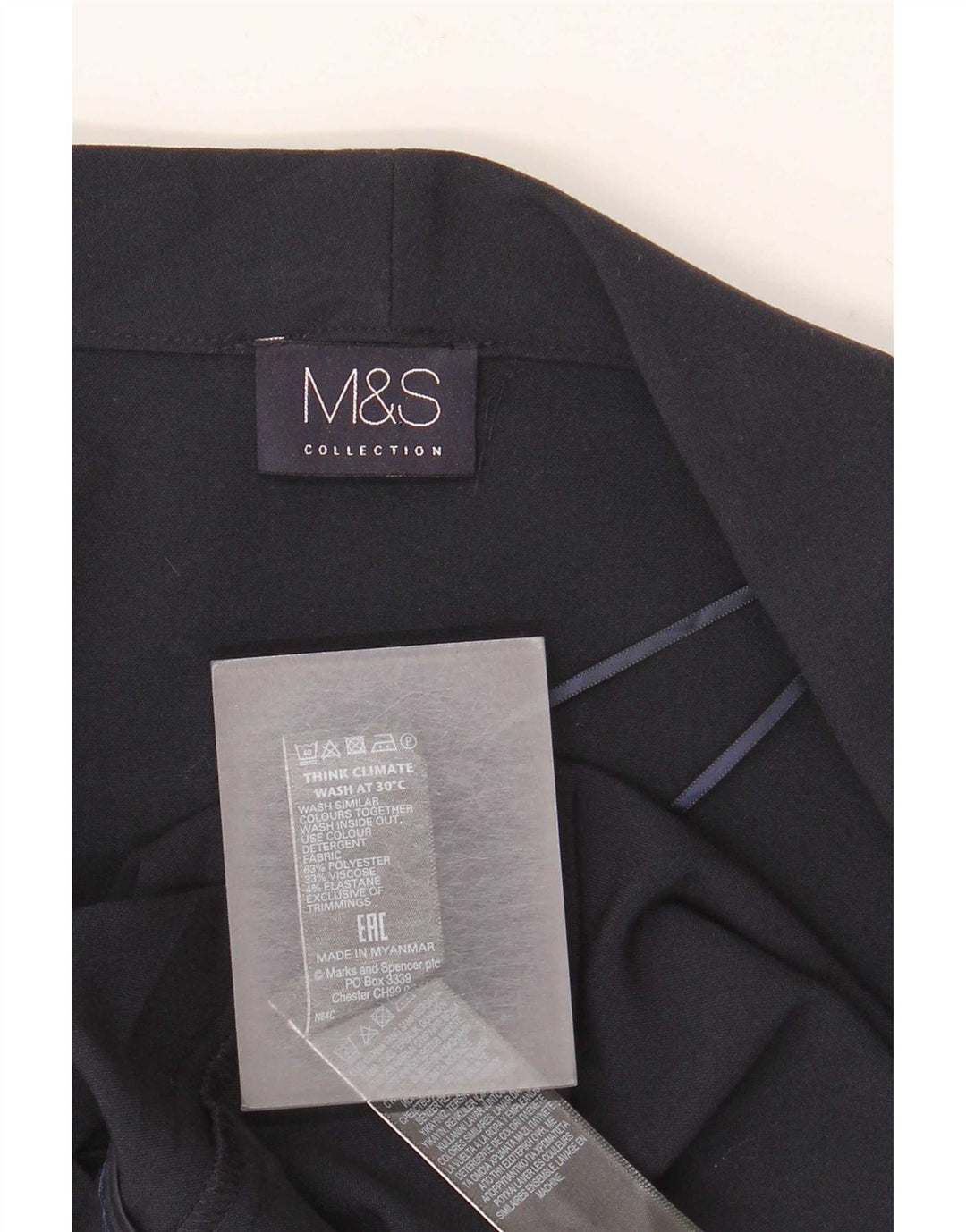 Marks & Spencer Γυναικείο Open Blazer Jacket UK 12 Medium Navy Blue Polyester