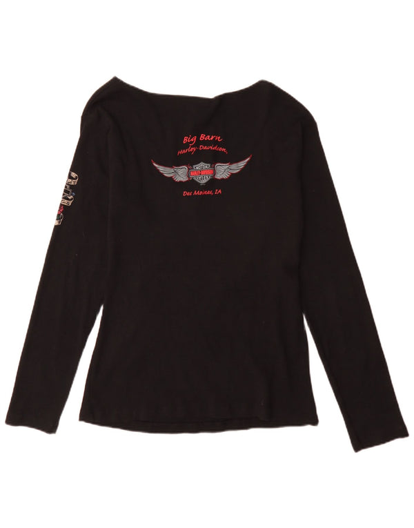 Harley Davidson Γυναικείο τοπ μακρυμάνικο UK 18 XL μαύρο βαμβακερό