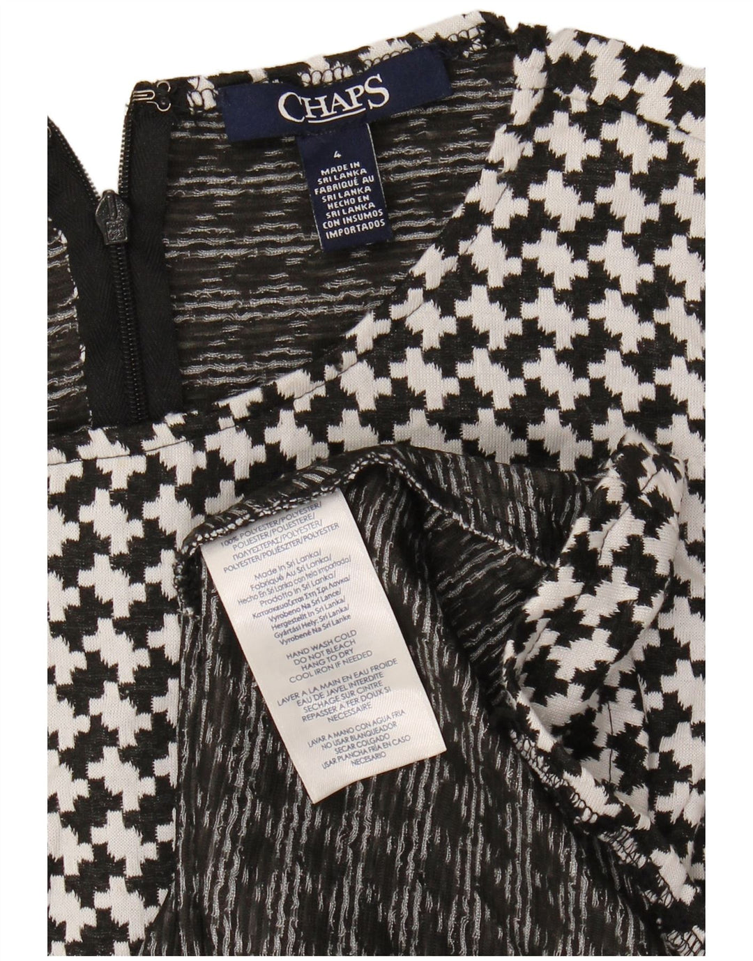 CHAPS Womens Abstract Pattern Sleeveless A-Line Dress US 4 Small Black