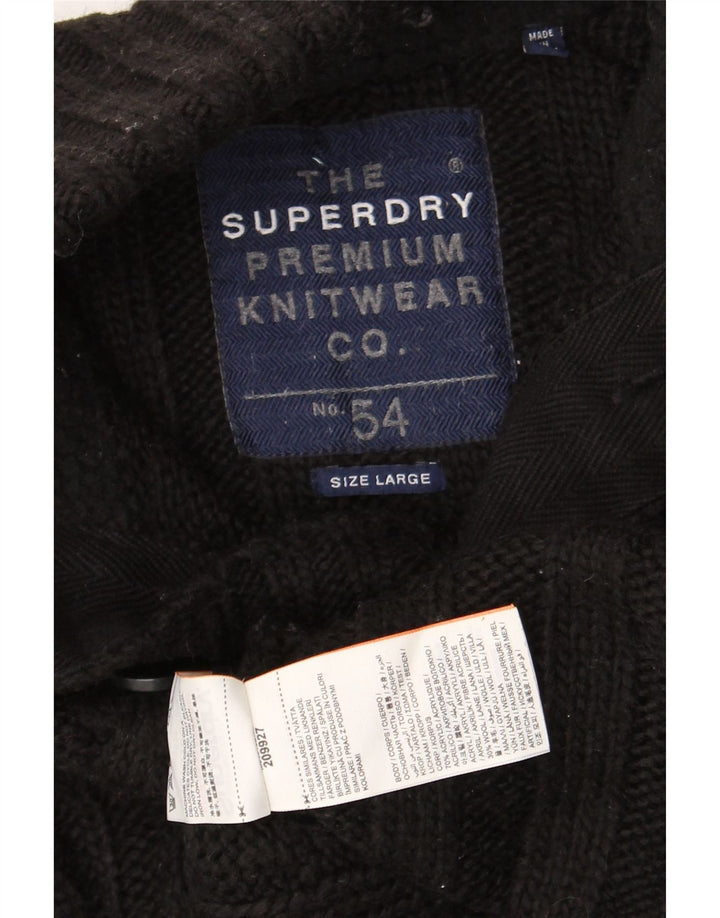 Superdry Ανδρικό πουλόβερ με κουμπιά, μαύρο ακρυλικό