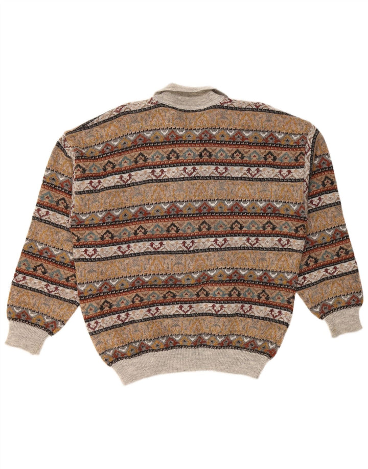 VINTAGE Ανδρικό πουλόβερ Polo Neck Jumper IT 52 Large Brown Fair Isle Acrylic