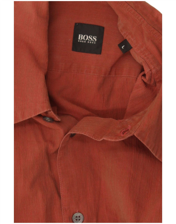 Ανδρικό πουκάμισο Hugo Boss Large Maroon