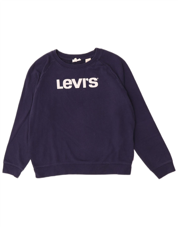 Γυναικείο γραφικό φούτερ Levi's Jumper UK 14 Medium Navy Blue Cotton