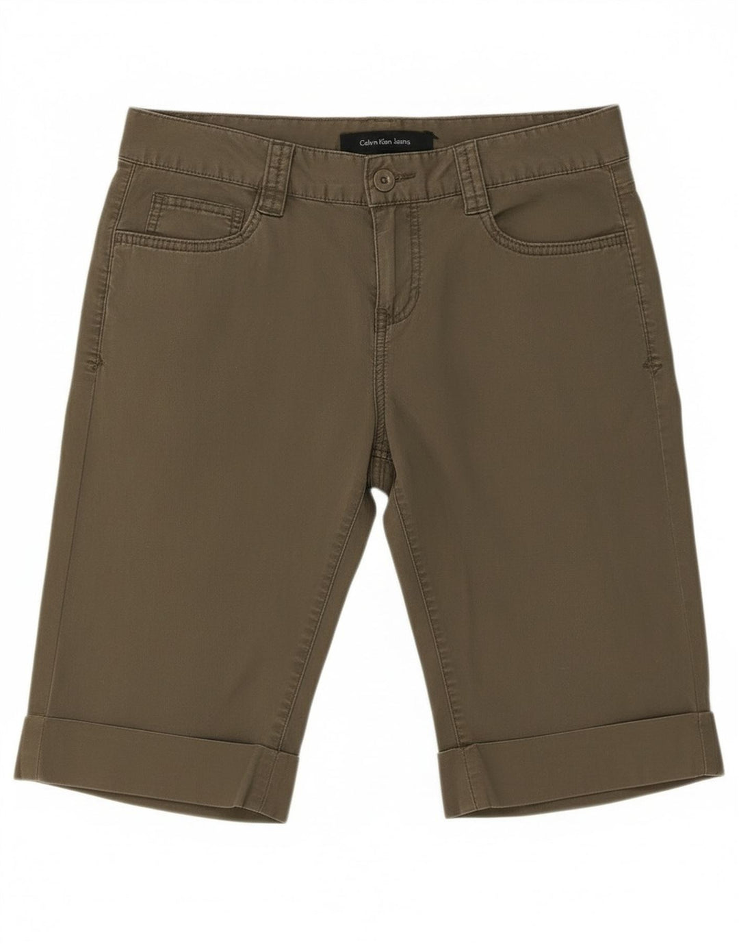 Γυναικεία βερμούδα Calvin Klein US 8 Medium W30 Χακί βαμβακερό