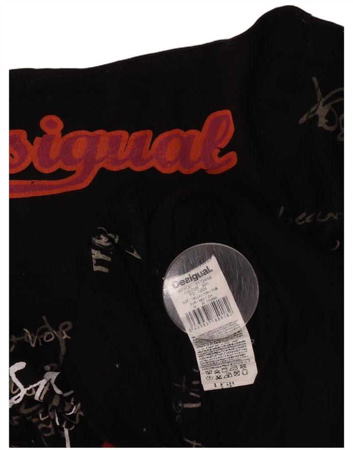 Desigual γυναικείο μπλουζάκι με γραφικά μεγάλου μεγέθους τοπ UK 14 μεσαία μαύρη βισκόζη