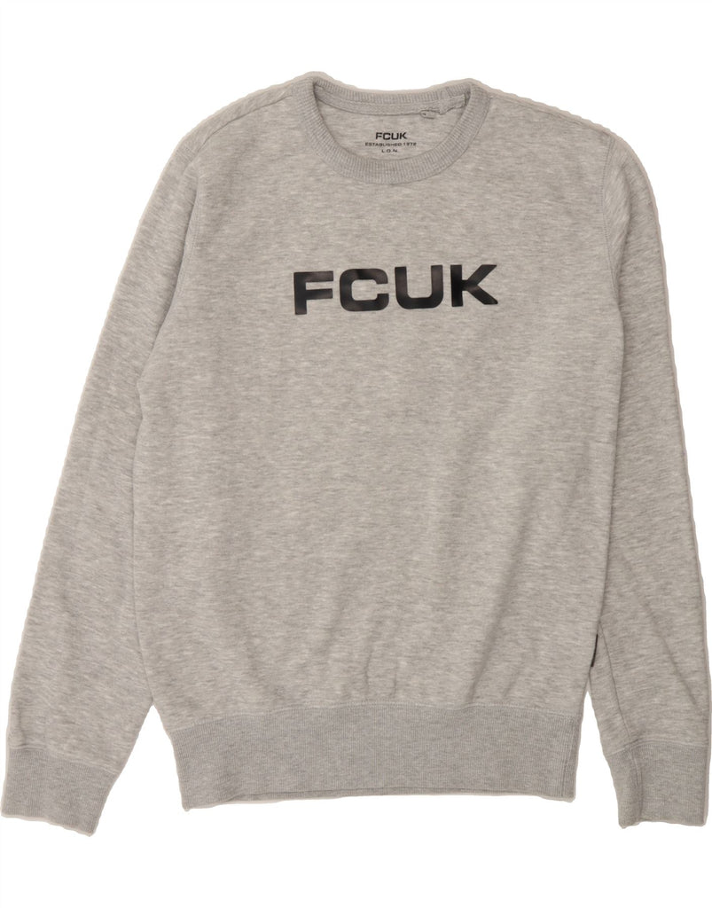 FCUK Mens Graphic Sweatshirt Jumper Small Grey Flecked Cotton Vintage Fcuk and Second-Hand Fcuk from Messina Hembry 