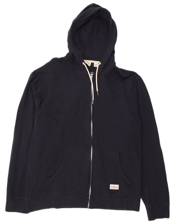QUIKSILVER Mens Zip Hoodie Sweater 2XL Navy Blue Cotton