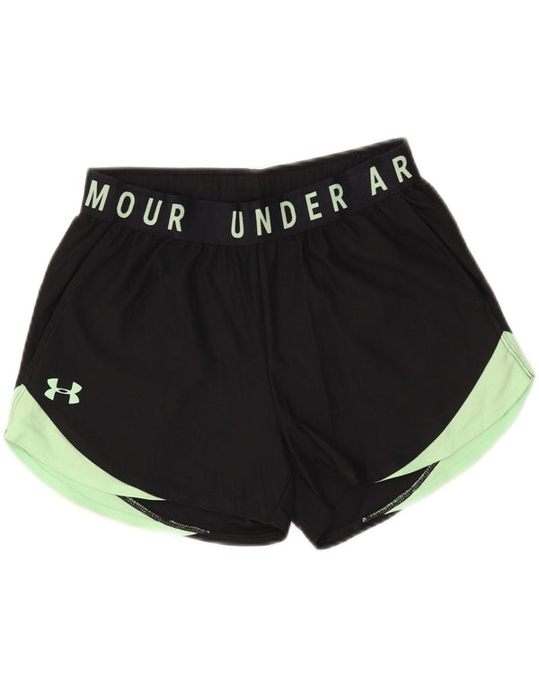 UNDER ARMOUR Womens Heat Gear Sport Shorts UK 10 Small  Black Colourblock