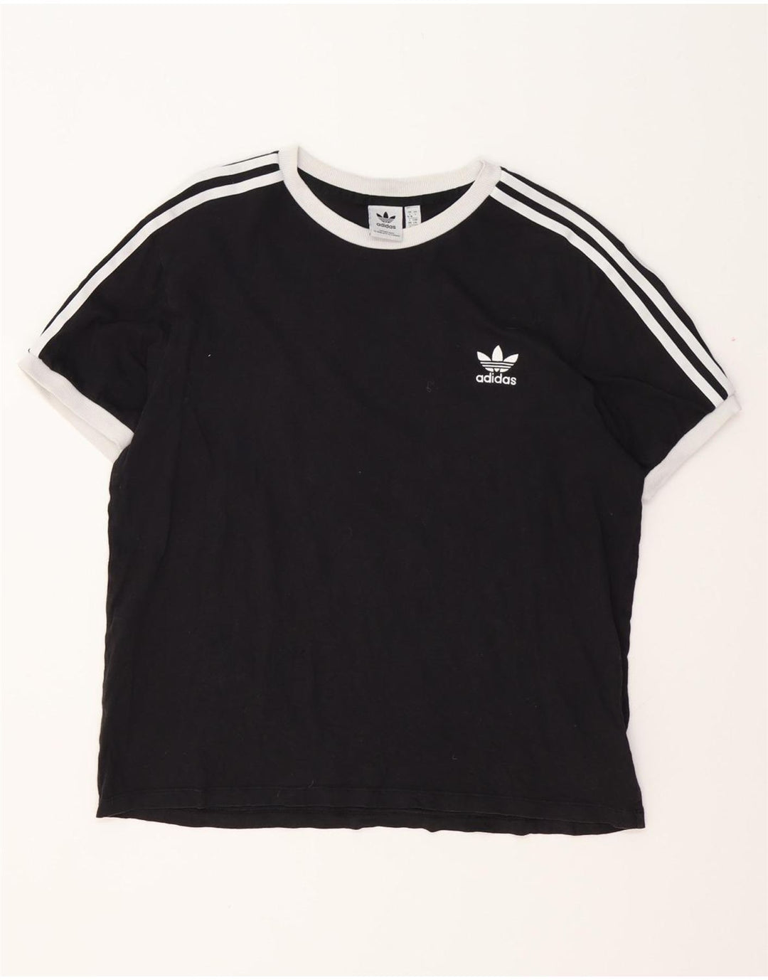 Γυναικείο T-Shirt ADIDAS Top UK 16/18 μεγάλο μαύρο βαμβακερό